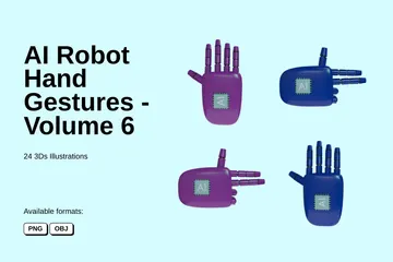 AI 로봇 손 제스처 - 6권 3D Icon 팩