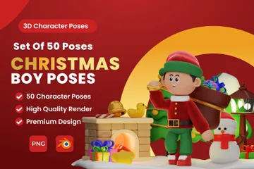 소년 크리스마스 캐릭터 포즈 3D Illustration 팩
