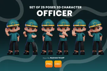 파란색 모자와 검은 바지와 녹색 유니폼을 입은 만화 소년 3D Illustration 팩