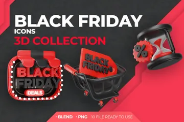 Coleção Black Friday Pacote de Icon 3D
