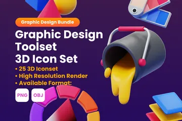 Conjunto de ferramentas de designer gráfico Pacote de Icon 3D