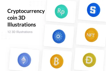 Moeda Criptomoeda Pacote de Illustration 3D