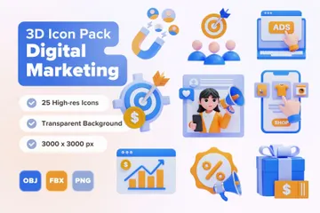 디지털 마케팅 3D Icon 팩