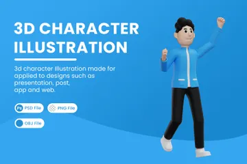 Erfolge feiern durch Geschäftsmann 3D Illustration Pack