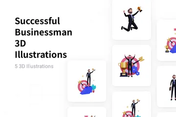 Erfolgreicher Geschäftsmann 3D Illustration Pack