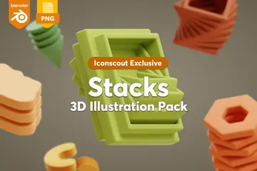 Formas de pilhas Pacote de Illustration 3D
