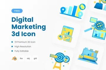 Free 디지털 마케팅 3D Icon 팩