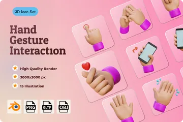 Hand Gensture Interaction 3D Icon Pack