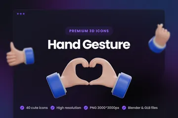 Hand Gesture 3D Icon Pack