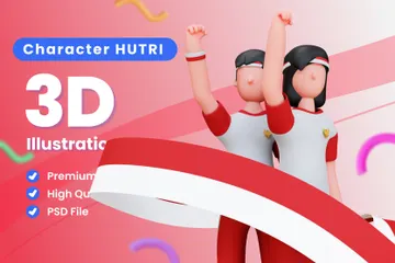 인도네시아 문자의 독립 기념일 3D Illustration 팩