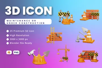 유지보수 및 공사중 3D Icon 팩