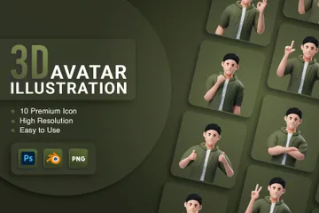 Man Casual Outfits Half Body 3D Illustration Pack