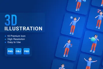 Man Character Activity 3D Illustration Pack