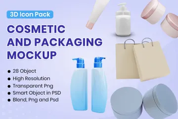 Maquete de cosméticos e embalagens Pacote de Icon 3D