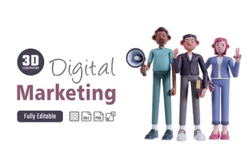 Marketing digital Pacote de Illustration 3D