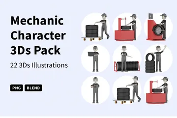 Mechanic Character 3D Illustration Pack