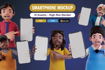 Pessoas segurando smartphone Pacote de Illustration 3D