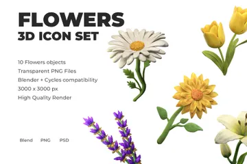 Planta e Flor Pacote de Icon 3D
