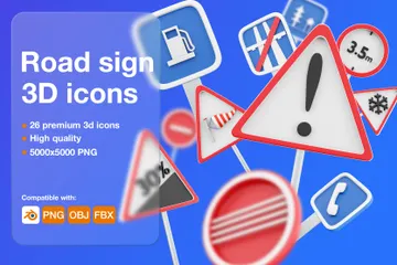 도로 표지판 3D Icon 팩