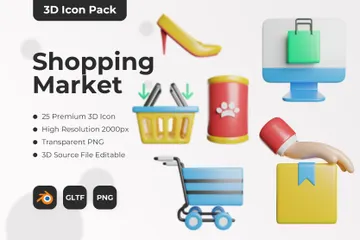 Shopping Market 3D Icon Pack