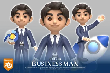 Successful Young Businessman 3D Illustration Pack