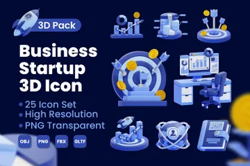Unternehmensgründung 3D Icon Pack