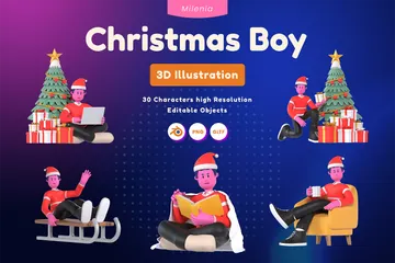 Weihnachtsjunge 3D Illustration Pack