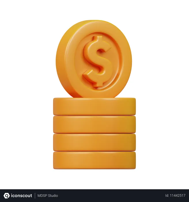 Free Dollar Coins  3D Icon