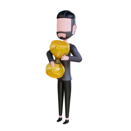 Free Businessman doing time management  3D Illustration