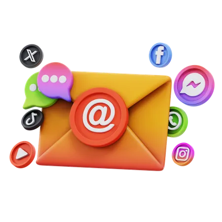Free Correio de mídia social  3D Icon