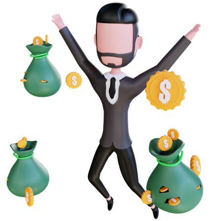 Free Empresário com enorme lucro de investimento  3D Illustration