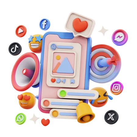 Free Mensagem nas redes sociais  3D Icon