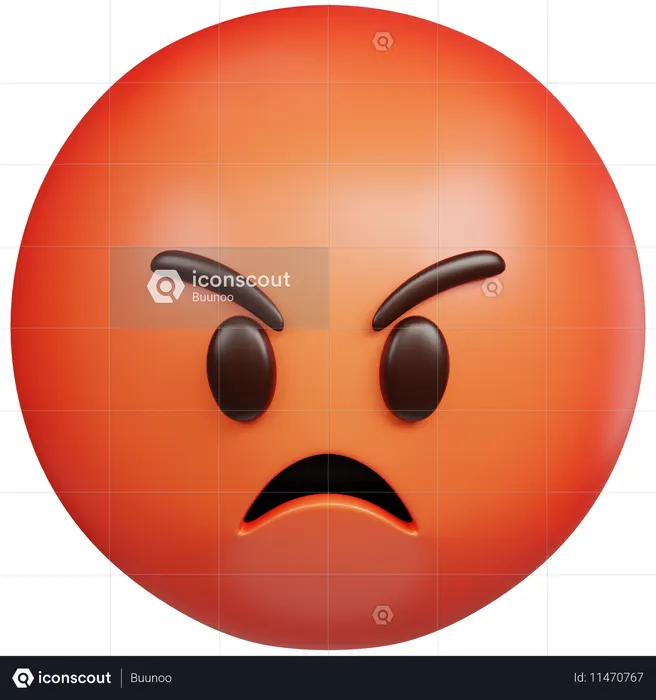 Angry Face Emoji Emoji 3D Icon