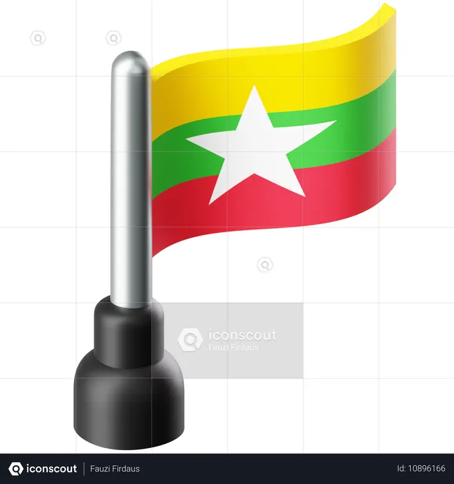 Drapeau du Myanmar Flag 3D Icon
