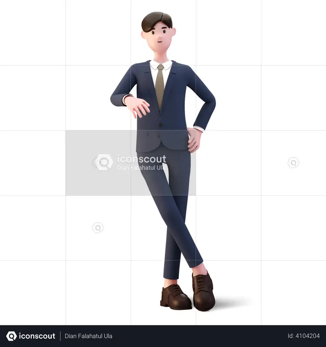 Empresário fazendo pose em pé  3D Illustration