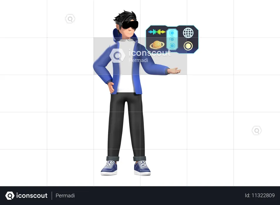 홀로그램 디스플레이  3D Illustration