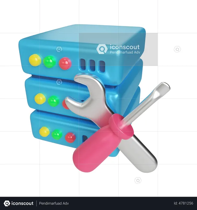 Manutenção do servidor  3D Illustration