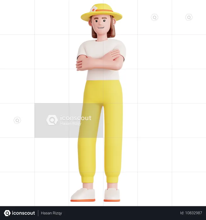 여자 접힌 손  3D Illustration