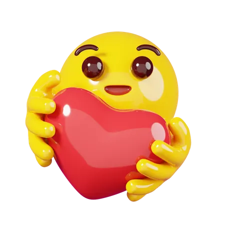 Abraçando um emoji de coração  3D Emoji