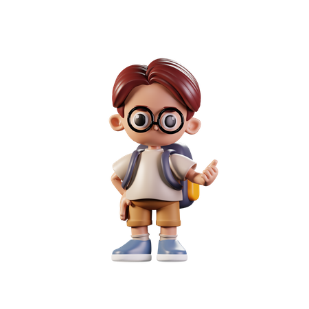 Estudante apontando para o próximo gesto de mão  3D Illustration