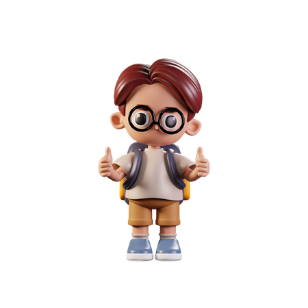 Estudante dando um polegar para cima  3D Illustration