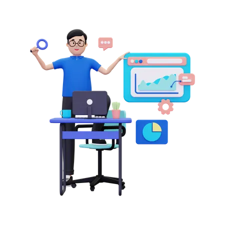 Análise de crescimento de negócios  3D Illustration