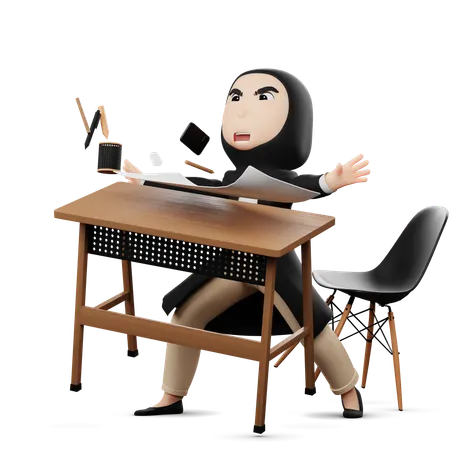 Angry Woman For Overloaded Work  3D Illustration