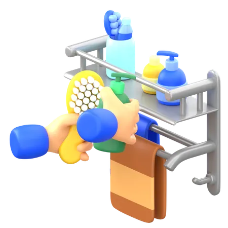 Arrange toiletries  3D Illustration
