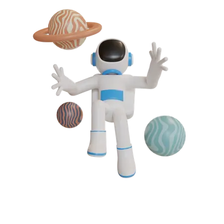 Astronauta flutuando no espaço  3D Illustration