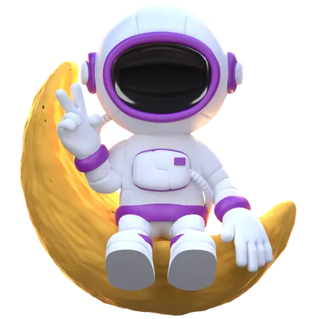 Astronauta mostrando sinal de vitória  3D Illustration