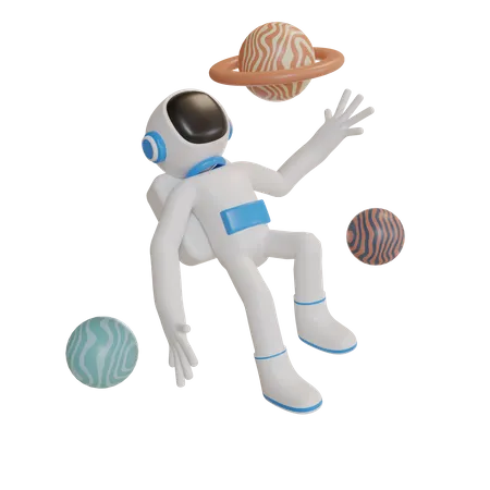 Astronauta no espaço  3D Illustration