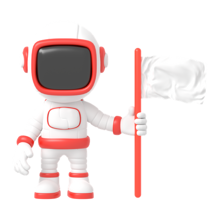 Astronauta segurando bandeira  3D Illustration