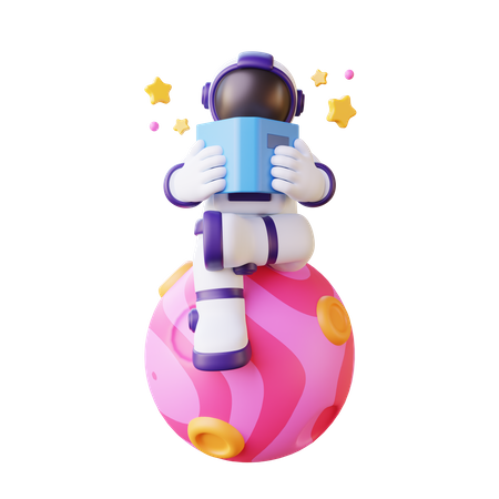 Astronauten-Lesebuch  3D Illustration
