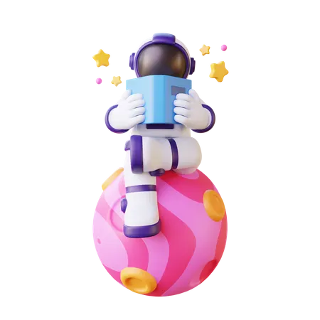 Astronauten-Lesebuch  3D Illustration